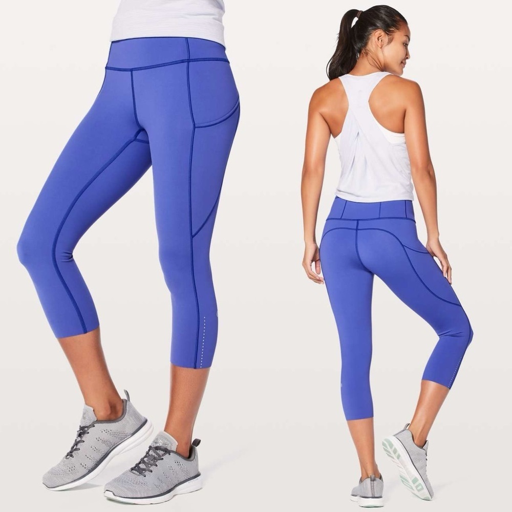 Lululemon Fast & Free Crop Legging Nulux 19" Moroccan Blue Size 4